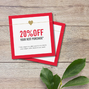 Simple Elegant Red White Beauty Salon Coupon Card