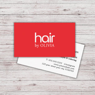 Simple Elegant Red White Hair Stylist Business Card