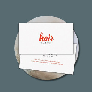 Simple Elegant Red White Hair Stylist Business Card