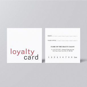 Simple Elegant Red White Loyalty Card
