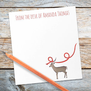 Simple Elegant Reindeer Ribbon Modern Christmas Notepad