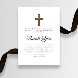 Simple Elegant Religious Cross Funeral Thank You Card