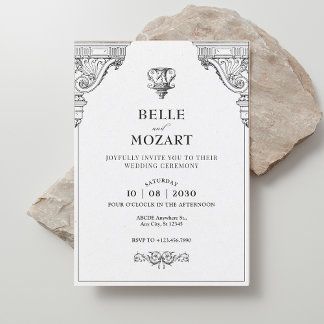 Simple elegant Renaissance architecture wedding Invitation