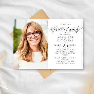 Simple Elegant Retirement Party Photo Horizontal Invitation