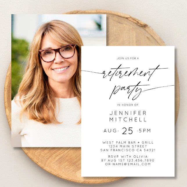 Simple Elegant Retirement Party Photo  Invitation (Creator Uploaded)