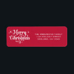Simple Elegant Retro Script Red Merry Christmas Return Address Label<br><div class="desc">Add a stylish touch to your holiday mail with Retro Red and White Merry Christmas address labels! Featuring a chic, elegant design, these classic labels are perfect for adding a trendy vibe to your Christmas cards, invitations, and gifts. Customise with your address to create personalised labels that bring a festive...</div>
