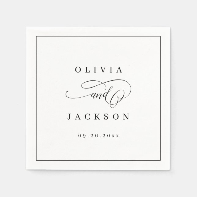 Simple elegant romantic script wedding napkins (Front)