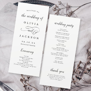 Simple elegant romantic script wedding program