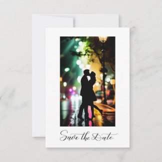 Simple Elegant Romantic Text Photo Black Script  Save The Date