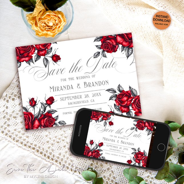 Simple Elegant Rose Floral Wedding Save The Date (Creator Uploaded)