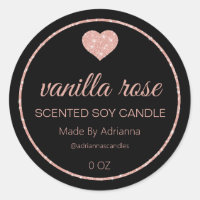 Simple Elegant Rose Gold Black Soy Candle Labels
