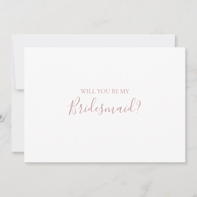 Simple Elegant Rose Gold Bridesmaid Proposal Card (Front)