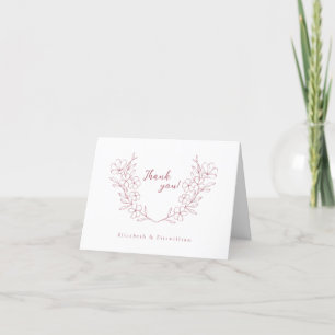 Simple Elegant Rose Gold Cherry Blossom Wreath Thank You Card