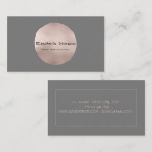 Simple Elegant Rose Gold Circle Grey Business Card