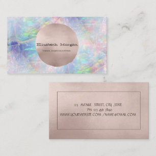 Simple Elegant Rose Gold Circle Opal Business Card