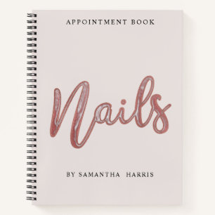Simple Elegant Rose Gold Foil Nails Appointments Notebook