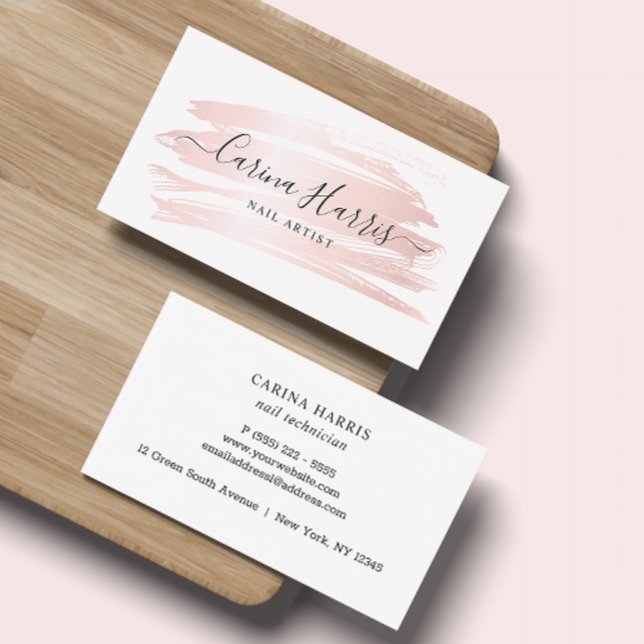 Simple Elegant Rose Gold Foil Nails Business Card (Creator Uploaded)