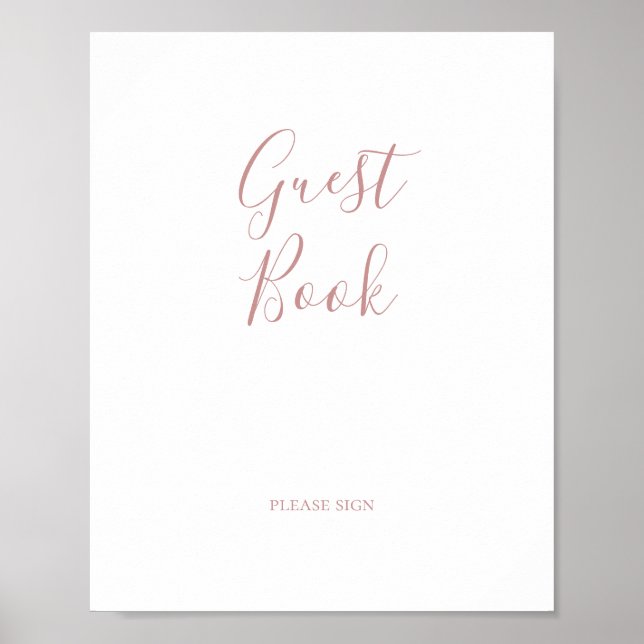 Simple Elegant Rose Gold Guest Book Sign (Front)
