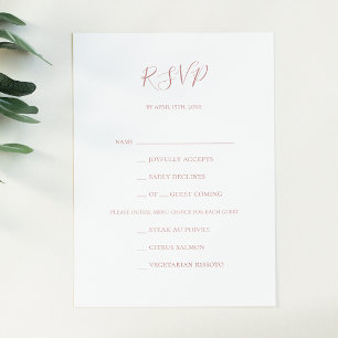 Simple Elegant Rose Gold Menu Choice RSVP Card
