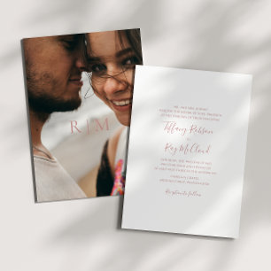 Simple Elegant Rose Gold Photo Traditional Wedding Invitation