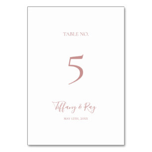 Simple Elegant Rose Gold Table Number