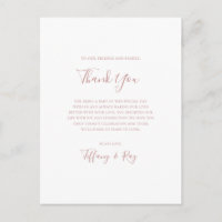 Simple Elegant Rose Gold Thank You Reception Card