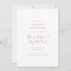 Simple Elegant Rose Gold Wedding Reception Invitation