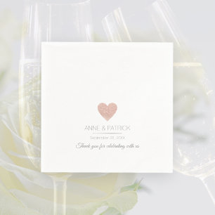 Simple & elegant rose-heart on white wedding party napkin