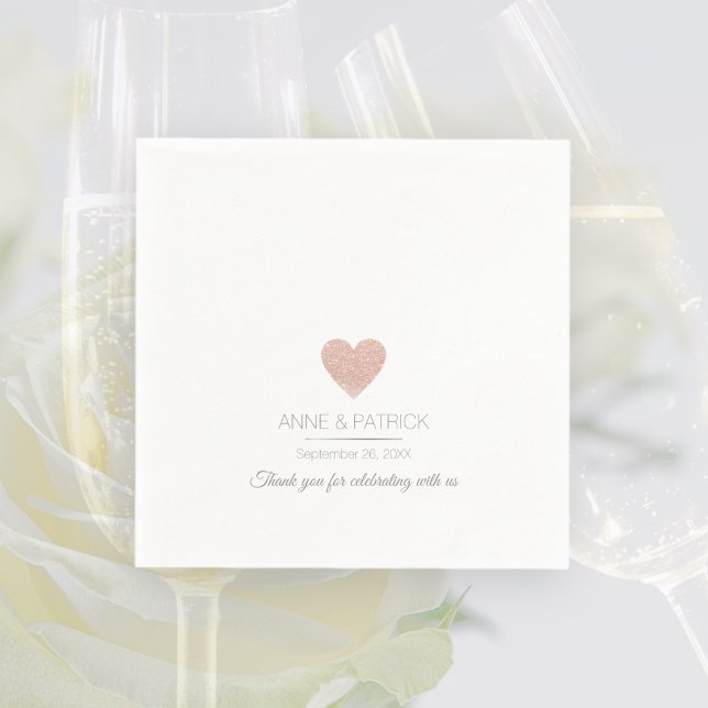 Simple & elegant rose-heart on white wedding party napkin (Creator Uploaded)