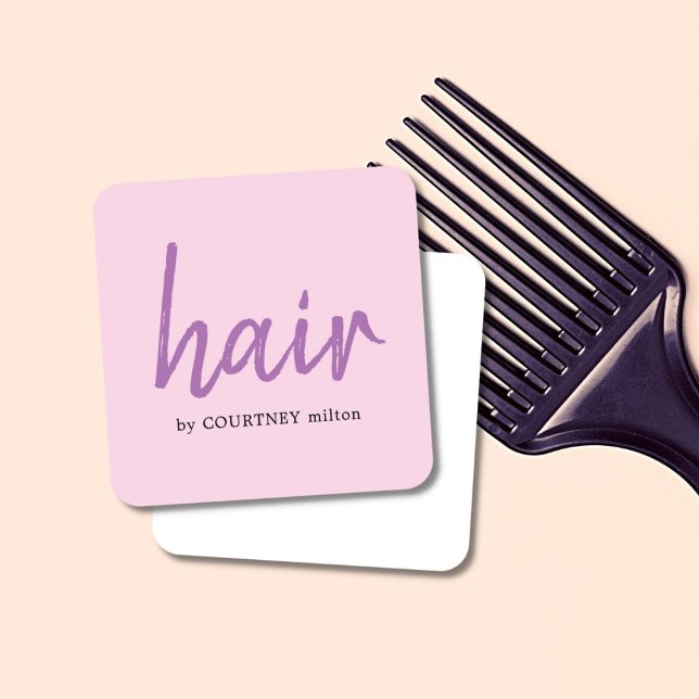 Simple Elegant Rose Purple Hair Stylist  Square Business Card (Creator Uploaded)