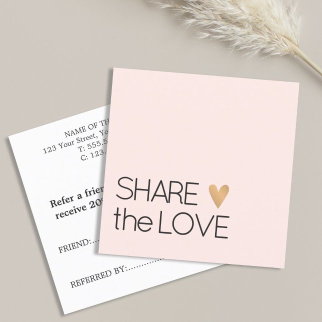 Simple Elegant Rose White Gold Heart Referral Card (Creator Uploaded)