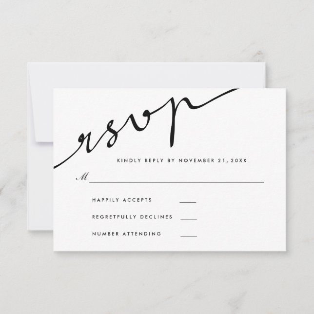 Simple Elegant RSVP Calligraphy Script Wedding Card (Front)