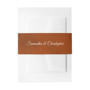 Simple Elegant Rust Orange Wedding  Invitation Belly Band