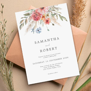 Simple Elegant Rustic Floral Wedding Invitation