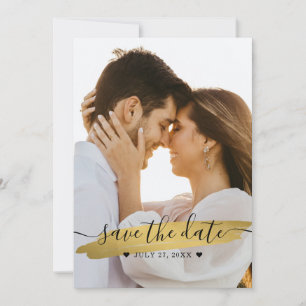 Simple Elegant Rustic Gold Save The Date Photo