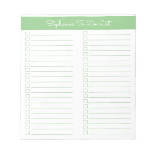Simple Elegant Sage Green Two Column Checklist Notepad