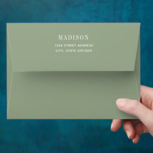 Simple Elegant Sage Green Wedding Envelope