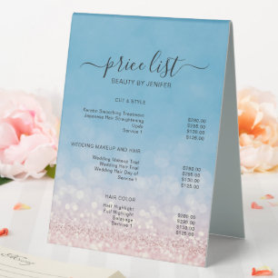 Simple Elegant Salon Price List