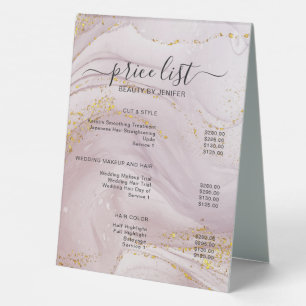 Simple Elegant Salon Price List Table Tent Sign