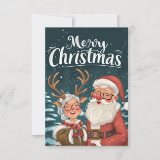 Simple Elegant Santa and Mrs. Clause Thank You Card