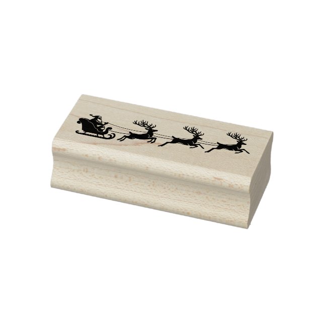 Simple Elegant Santa's Reindeer Sleigh Motif Rubber Stamp (Stamp)