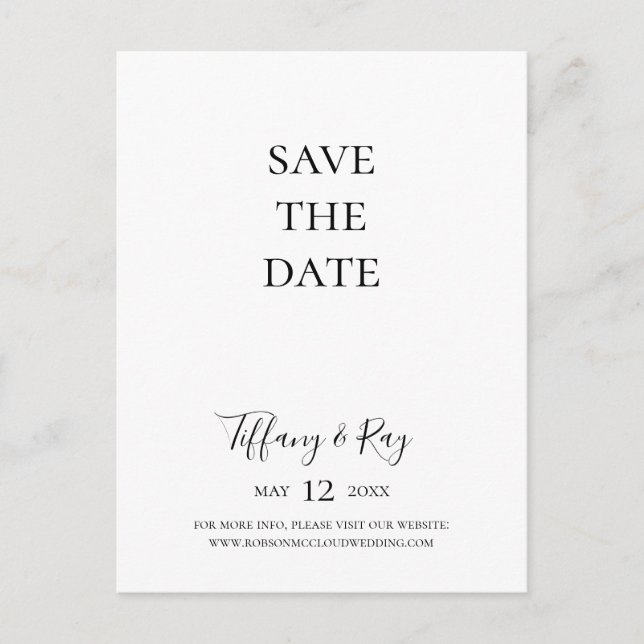 Simple Elegant Save The Date Postcard (Front)