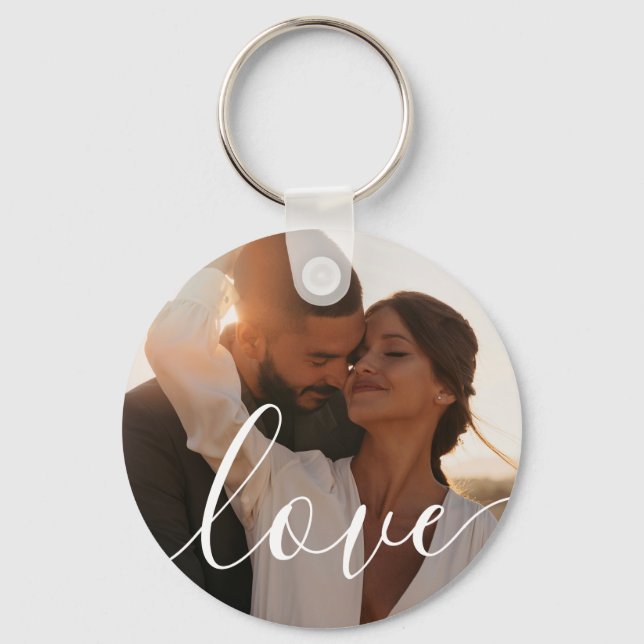 Simple Elegant Script 2 Photo Key Ring (Front)