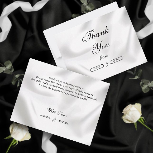 Simple Elegant Script Black and White Custom  Thank You Card (Creator Uploaded)