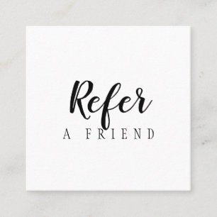 Simple Elegant Script Black and White Referral Card