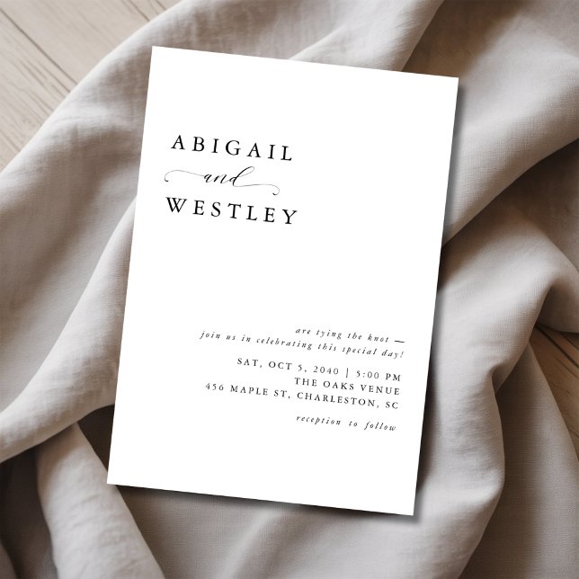 Simple Elegant Script Black and White Wedding Invitation (Creator Uploaded)