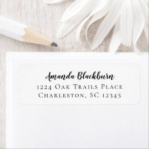 Simple Elegant Script Black Delicate Calligraphy Return Address Label