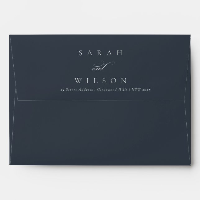 Simple Elegant Script Black & White Kraft Wedding Envelope (Back (Top Flap))