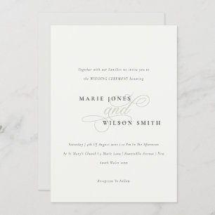 Simple Elegant Script Black White Wedding Invite