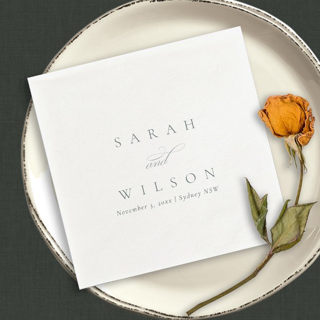 Simple Elegant Script Black & White Wedding Napkin (Creator Uploaded)